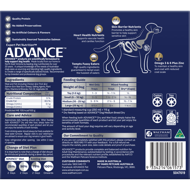 ADVANCE - Oodles Adult with Salmon Dog Wet Food (100g x 12pk)