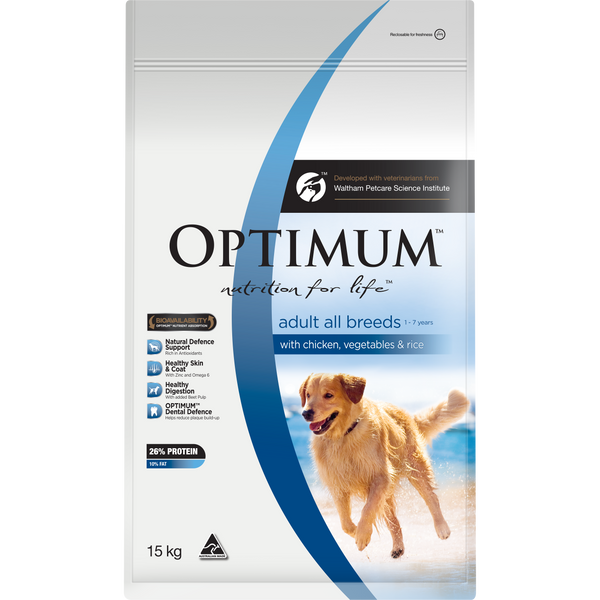 OPTIMUM Adult with Chicken Vegetables Rice Dry Dog Food 15kg Pets Domain