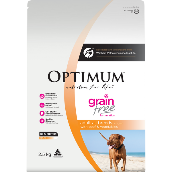 OPTIMUM Adult Grain Free with Beef Vegetables Dry Dog Food 2.5kg