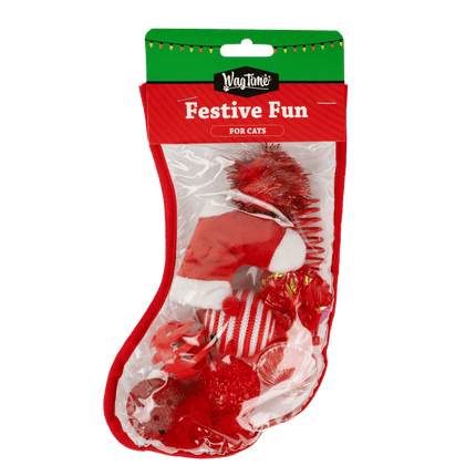 WagTime Christmas Festive Red Cat Stocking