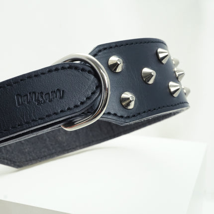 Dan & Sam - Genuine Leather Staffy Collar (Black)