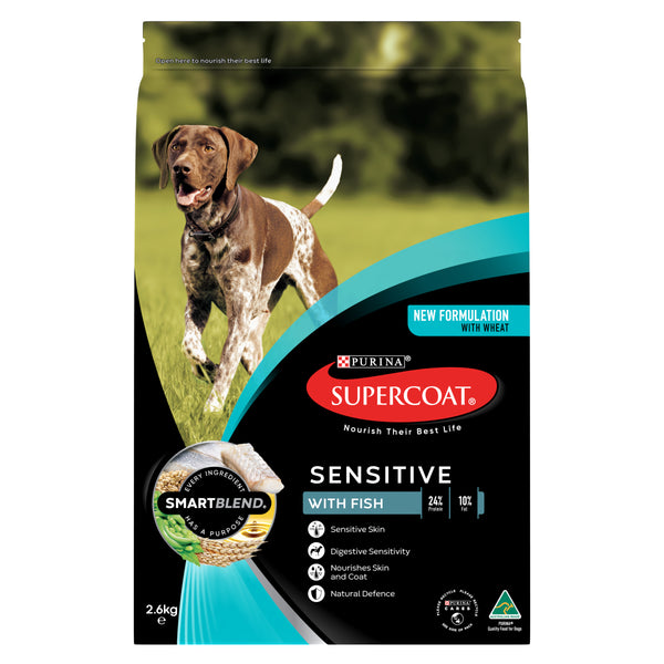 Supercoat Sensitive with Fish Dog Dry Food (2.6kg) Pets Domain