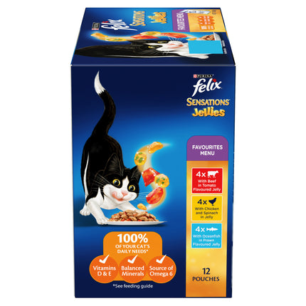FELIX - Adult Sensations® Jellies Favourites Menu Wet Cat Food (85g x 12pk)