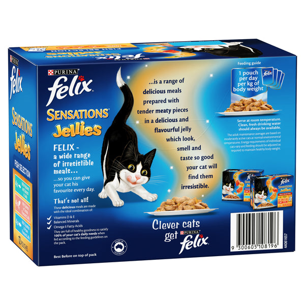 FELIX Adult Sensations Jellies Fish Selection Wet Cat Food 85g