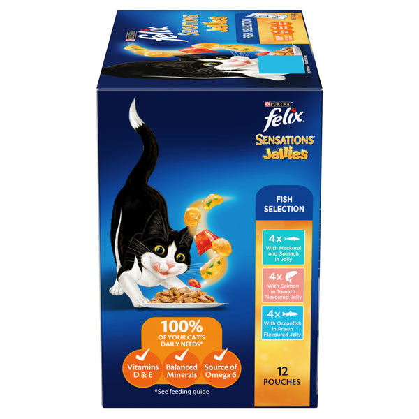 FELIX Adult Sensations Jellies Fish Selection Wet Cat Food 85g x 12pk