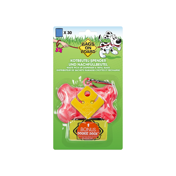 Bags on Board Pink Marble Bone Dispenser Pets Domain