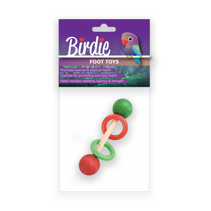 Birdie - Barbell Foot Bird Toy with Acrylic Rings