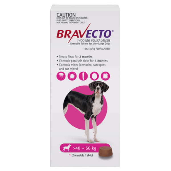 Bravecto Chewable Flea & Tick Tablet for Very Large Dogs (1pk) Pets