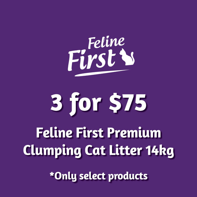 Feline First Premium Clumping Cat Litter 14kg Multi-Buy 3 for $75