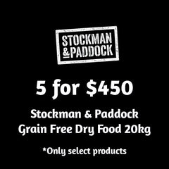 Collection image for: Stockman & Paddock Grain Free Dog Dry Food 20kg Multi-Buy - 5 for $450