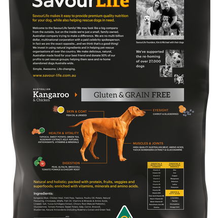 SavourLife - Grain Free Kangaroo & Chicken Dog Dry Food (10kg)