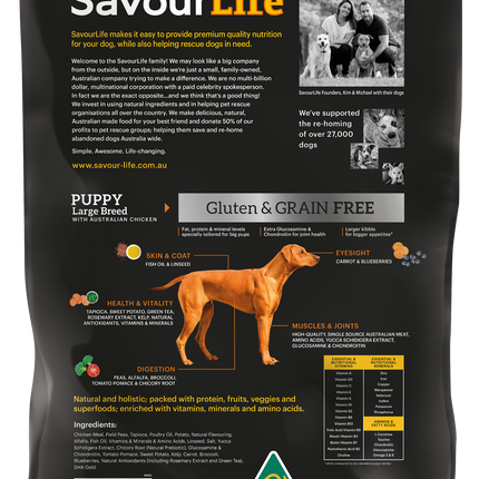SavourLife - Grain Free Chicken Large Breed Puppy Dog Dry Food (15kg)