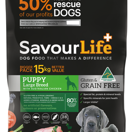 SavourLife - Grain Free Chicken Large Breed Puppy Dog Dry Food (15kg)