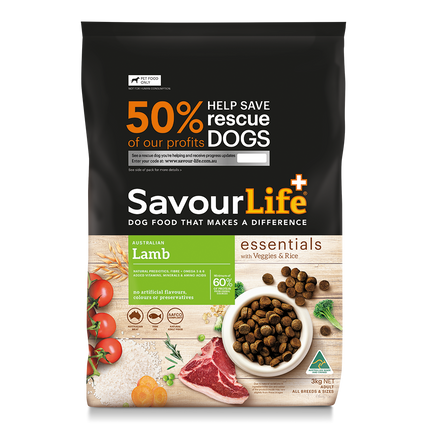 SavourLife Essentials Adult Lamb Dog Dry Food (3kg)
