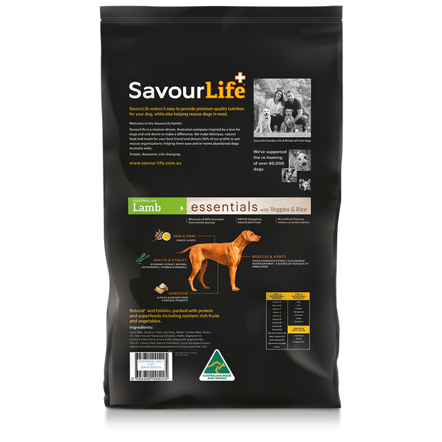SavourLife Essentials Adult Lamb Dog Dry Food (15kg)