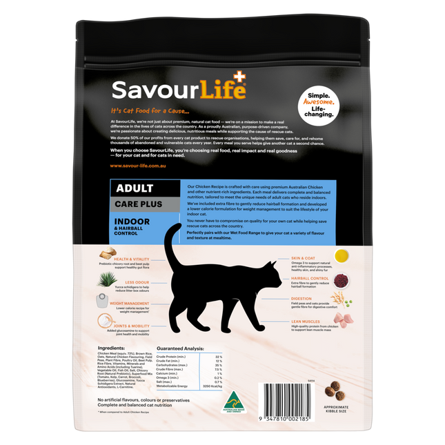 SavourLife Care Plus Adult Cat Hairball Control Chicken Dry Food (4kg)