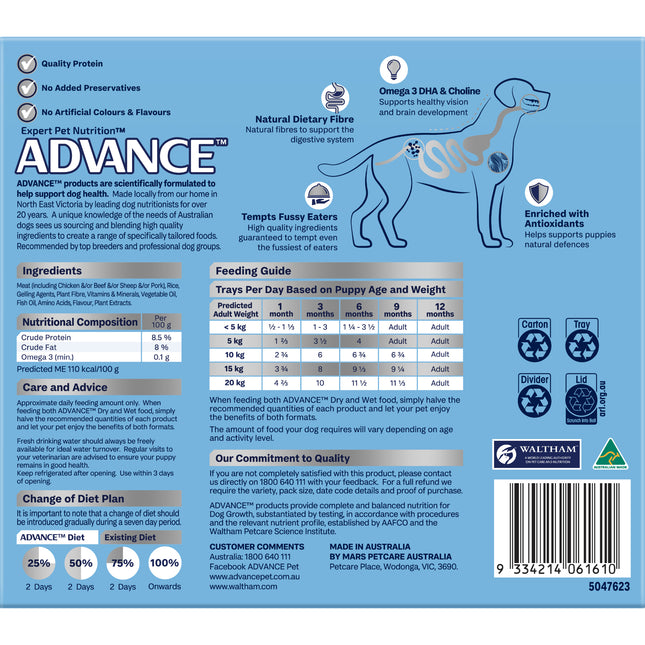 ADVANCE - Puppy Growth Chicken with Rice Dog Wet Food (100g x 12pk)