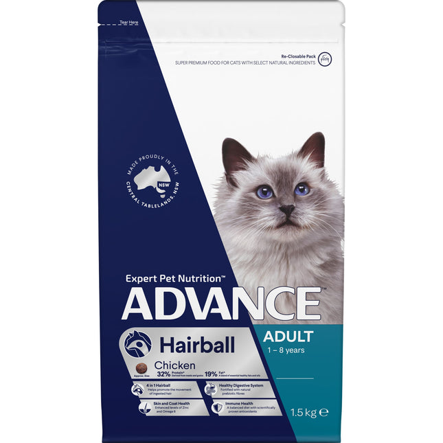 Advance Dry Cat Adult Hairball Chicken 1.5kg