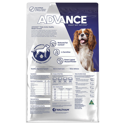 ADVANCE Healthy Weight Adult Small Breed Chicken with Rice Dog Dry Food 2.5kg