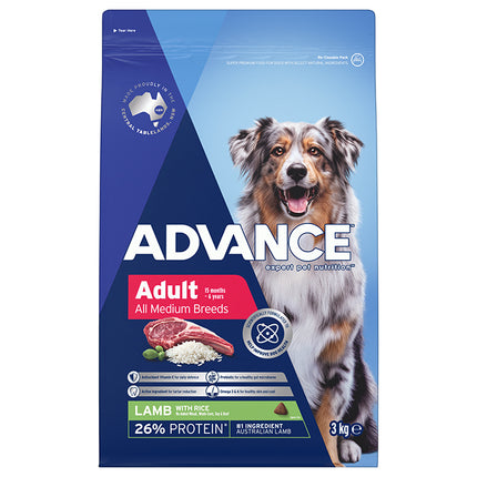 ADVANCE Adult Medium Breed Lamb with Rice Dog Dry Food 3kg