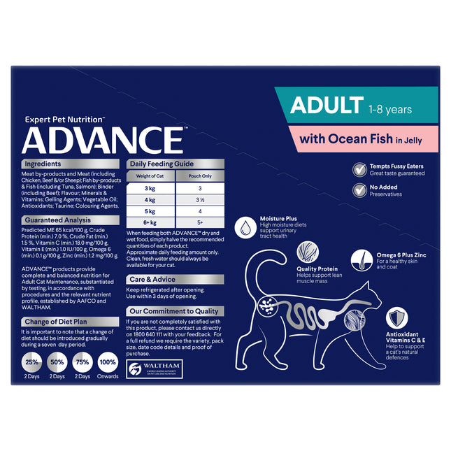 ADVANCE - Adult Ocean Fish in Jelly Cat Wet Food (12pk x 85g)