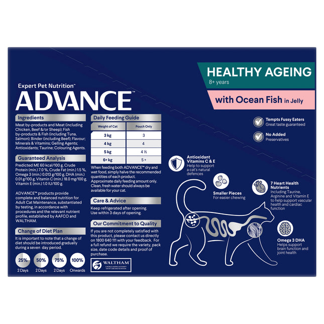 ADVANCE - Healthy Ageing Ocean Fish in Jelly Cat Wet Food (12pk x 85g)