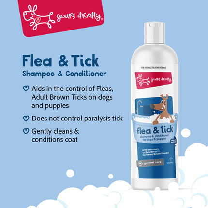 Yours Droolly Flea & Tick Dog Shampoo & Conditioner 500ml