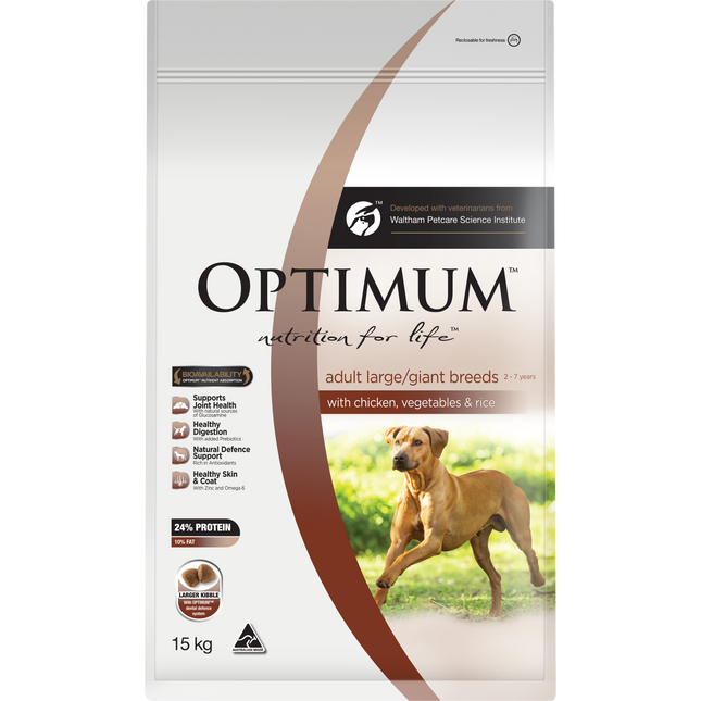 OPTIMUM - Adult Large/Giant Breed with Chicken, Vegetables & Rice Dry Dog Food (15kg)
