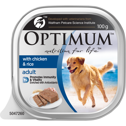 OPTIMUM - Adult with Chicken & Rice Wet Dog Food (100g x 6pk)