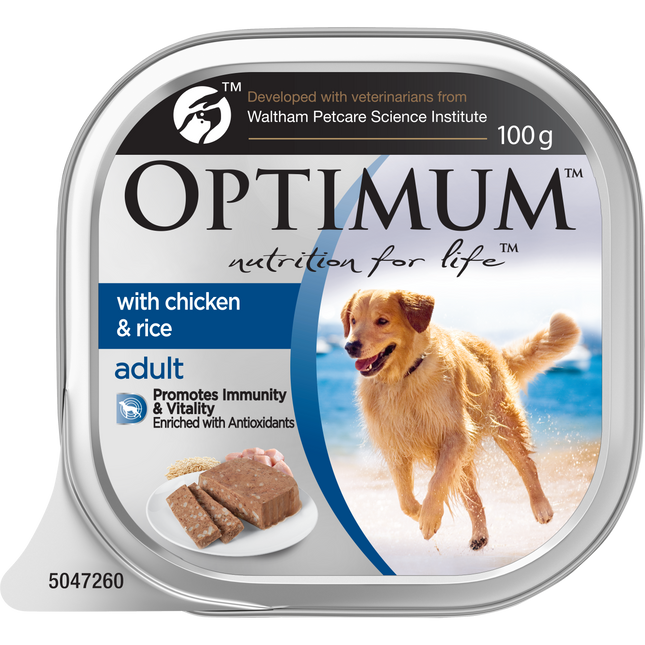 OPTIMUM - Adult with Chicken & Rice Wet Dog Food (100g x 6pk)
