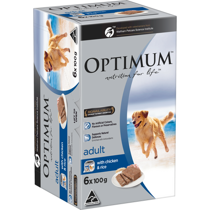 OPTIMUM - Adult with Chicken & Rice Wet Dog Food (100g x 6pk)