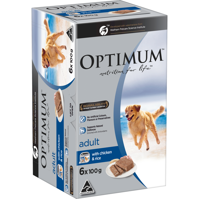 OPTIMUM - Adult with Chicken & Rice Wet Dog Food (100g x 6pk)