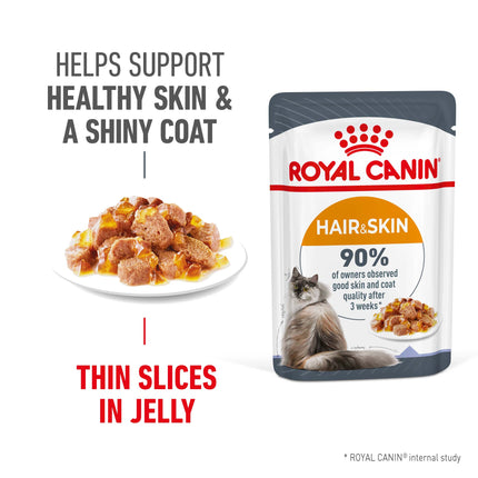 Royal Canin - Hair & Skin Care Jelly Adult Cat Wet Food (85g x 12pk)