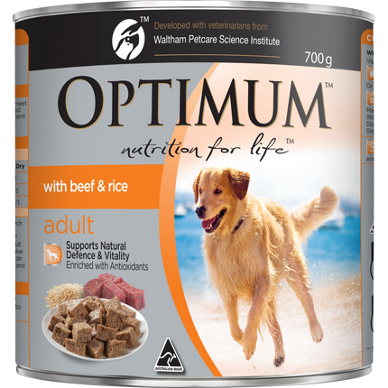 OPTIMUM - Adult with Beef & Rice Wet Dog Food (700g)