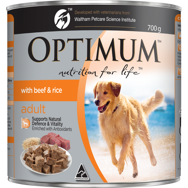 OPTIMUM - Adult with Beef & Rice Wet Dog Food (700g)