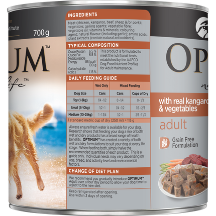 OPTIMUM - Adult with Kangaroo & Vegetables Wet Dog Food (700g)
