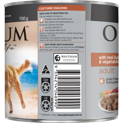 OPTIMUM - Adult with Kangaroo & Vegetables Wet Dog Food (700g)