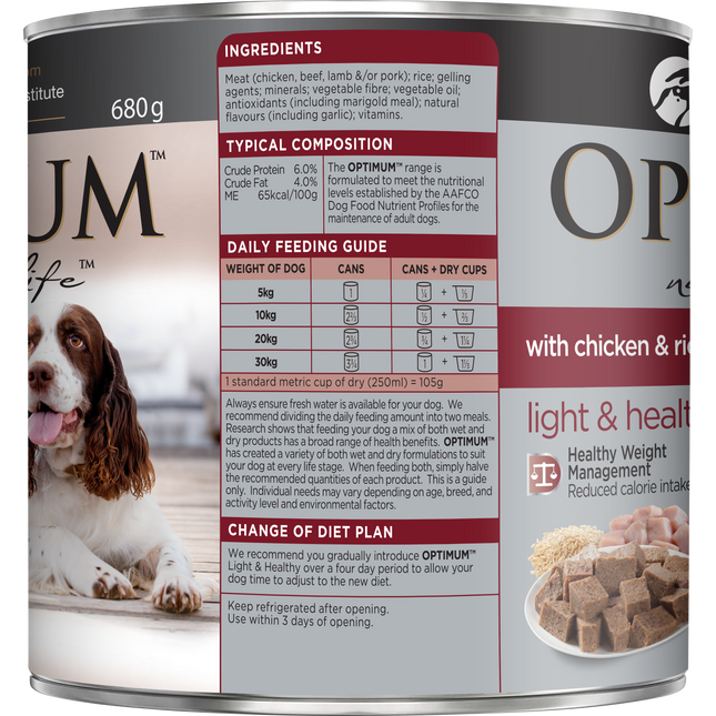 OPTIMUM - Adult Healthy Weight with Chicken, Vegetables & Rice Wet Dog Food (680g)