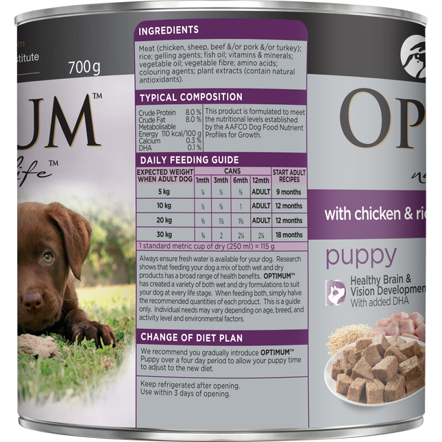 OPTIMUM - Puppy with Chicken & Rice Wet Dog Food (700g)
