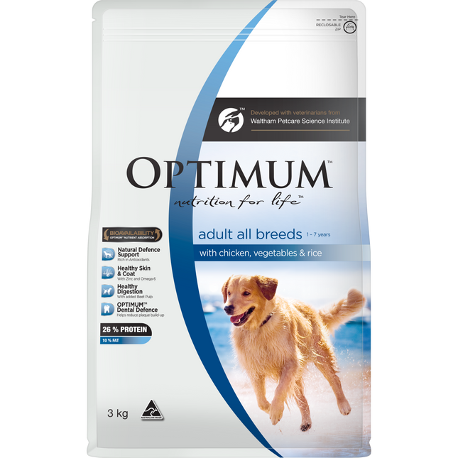 OPTIMUM - Adult with Chicken, Vegetables & Rice Dry Dog Food (3kg)