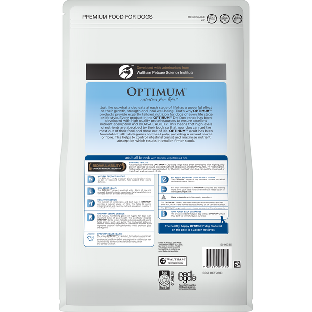 OPTIMUM - Adult with Chicken, Vegetables & Rice Dry Dog Food (3kg)