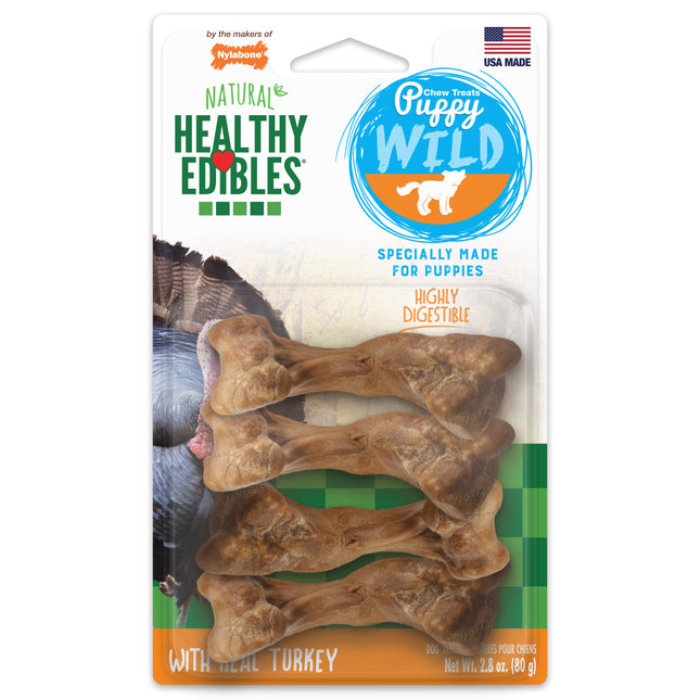 Nylabone Healthy Edibles Wild Puppy Small - Turkey 4pk