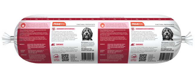 Prime100 SPD Fresh Roll Beef & Carrot 2kg