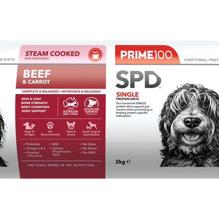Prime100 SPD Fresh Roll Beef & Carrot 2kg