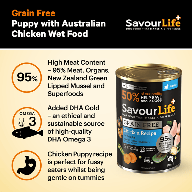 SavourLife Grain Free Puppy Chicken Dog Wet Food 375g