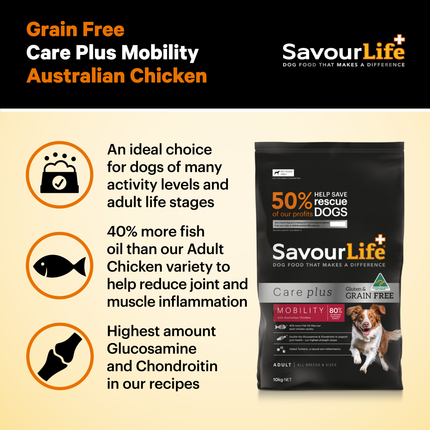 SavourLife Grain Free Care Plus Adult Mobility Chicken Dry Dog Food 10kg
