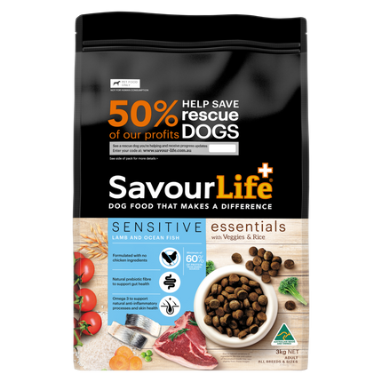 SavourLife Essentials Adult Sensitive Lamb & Ocean Fish Dry Dog Food 3kg