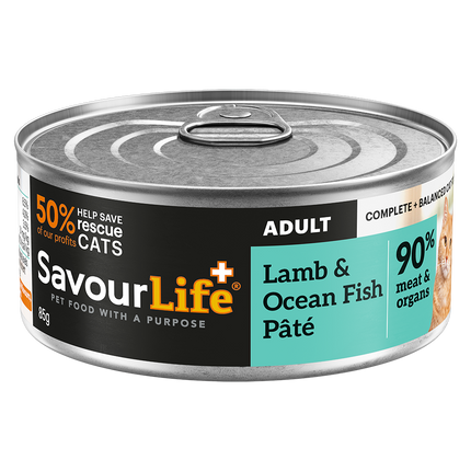 SavourLife Grain Free Adult Lamb & Ocean Fish Wet Cat Food 85g x 12pk