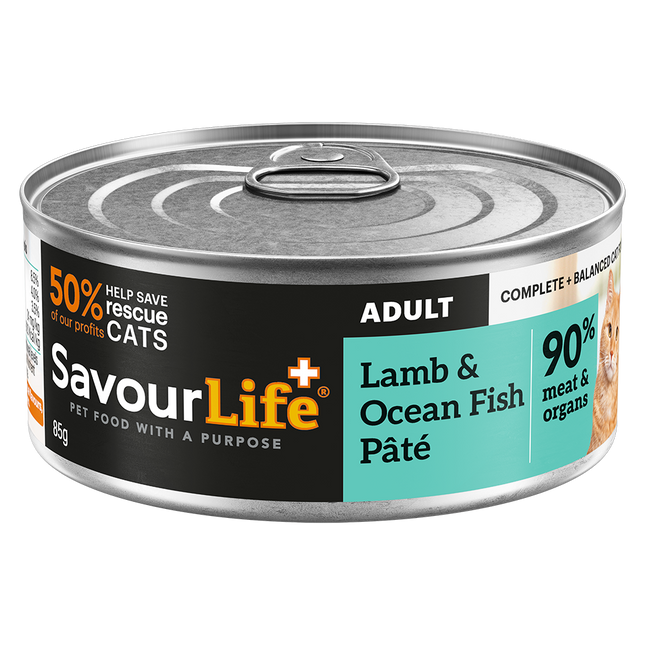 SavourLife Grain Free Adult Lamb & Ocean Fish Wet Cat Food 85g x 12pk