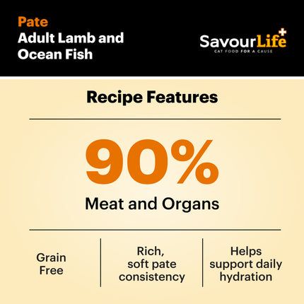 SavourLife Grain Free Adult Lamb & Ocean Fish Wet Cat Food 85g x 12pk